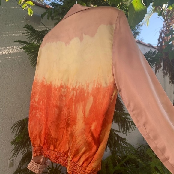 Vtg Tie Dye Crop Jacket with Collar | Pink, Orange. Yellow Gradient | S | Bomber - Picture 14 of 16